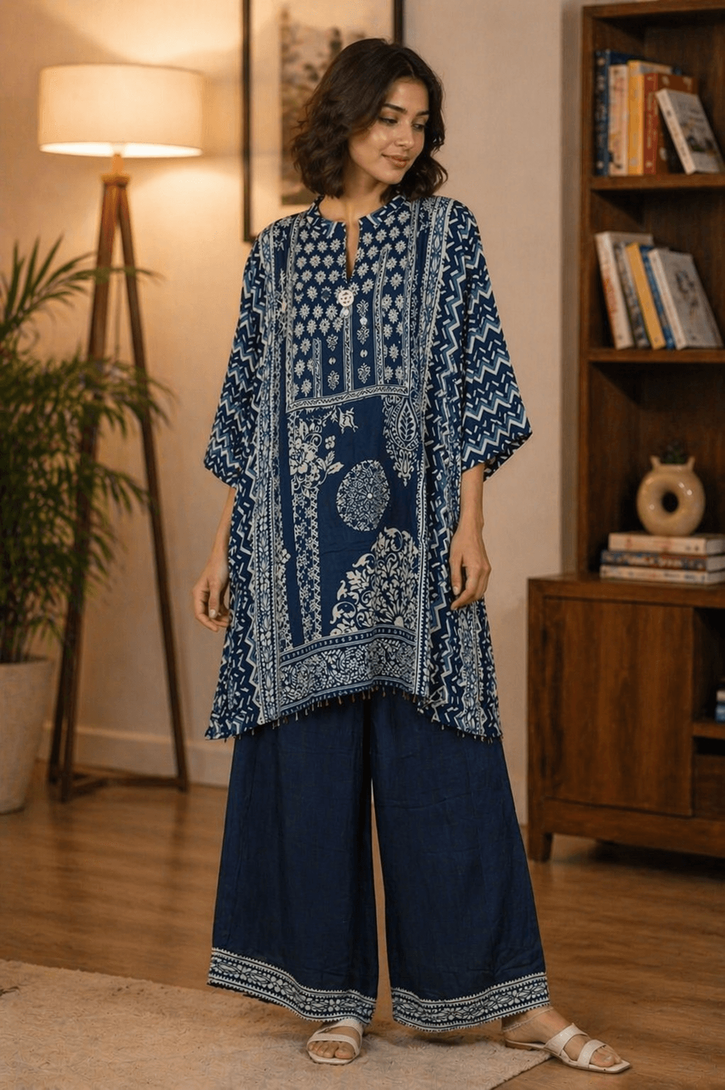 Indigo Printed Kurta & Palazzo Set