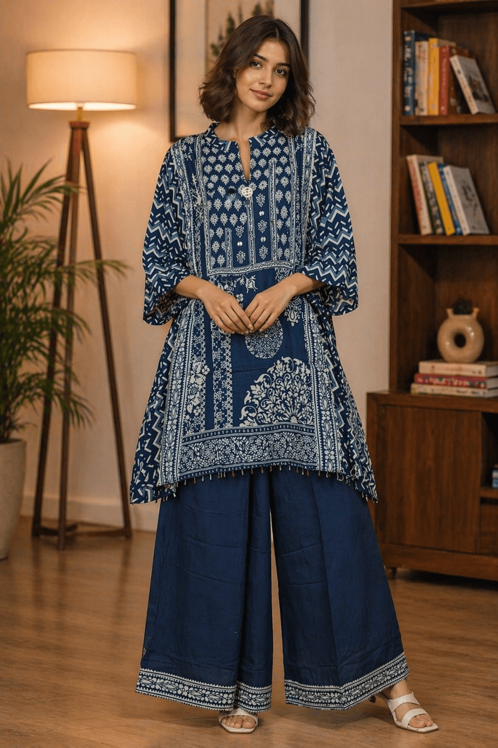 Indigo Printed Kurta & Palazzo Set