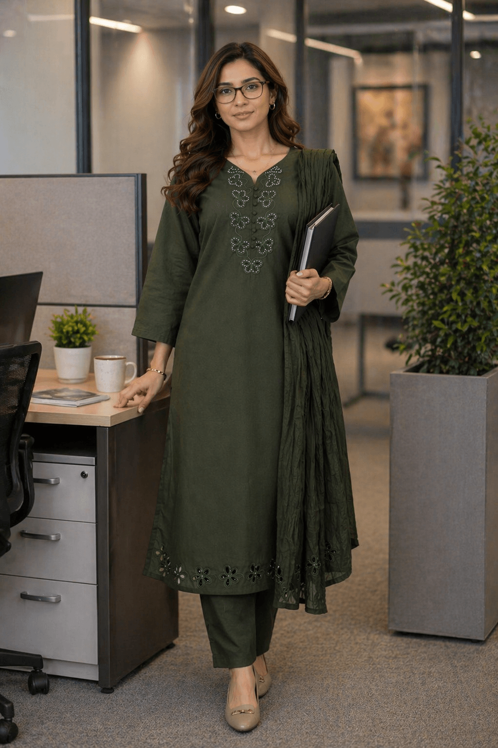 Elegant Olive Green Kurta Set