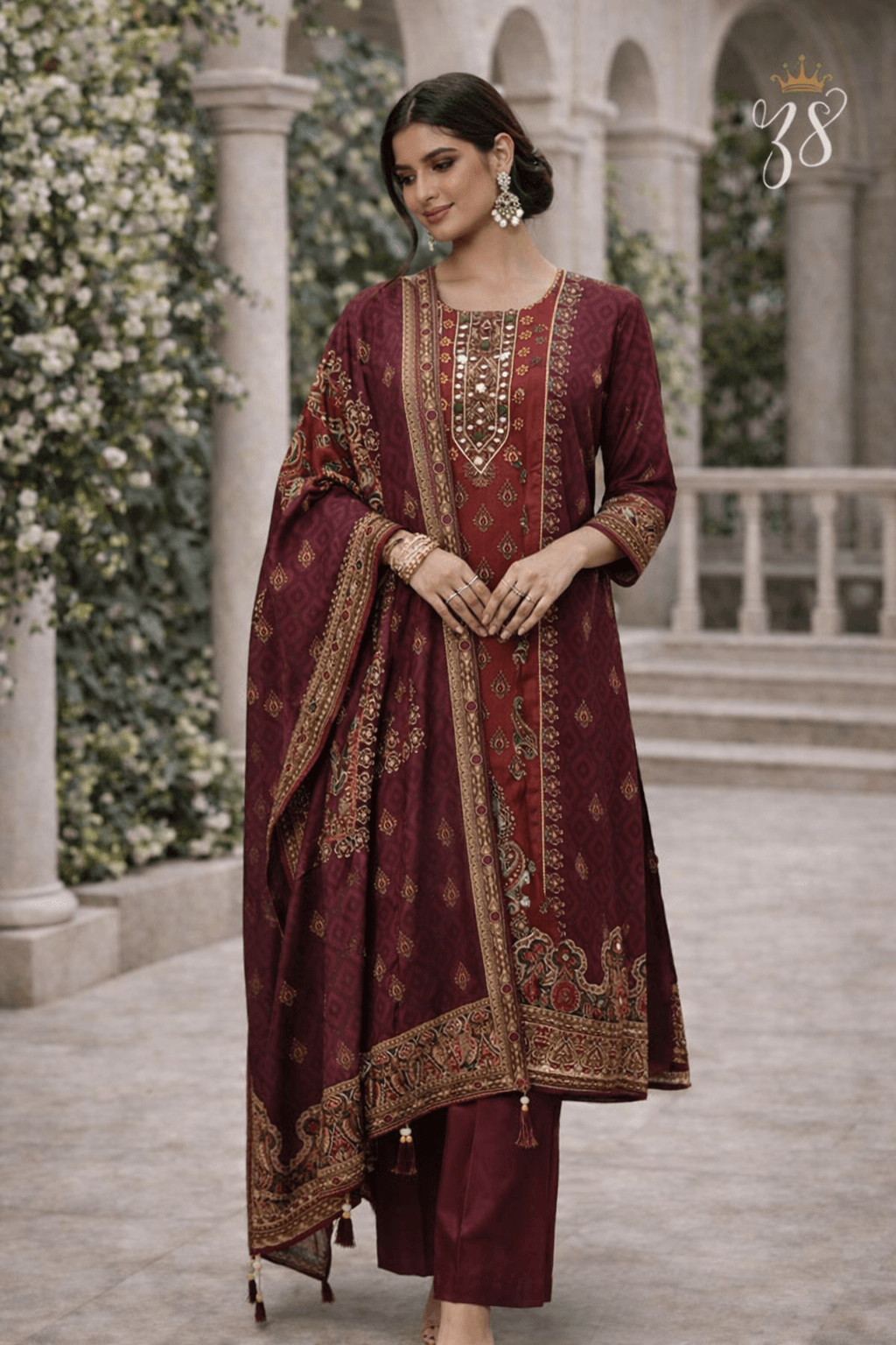 Regal Maroon Pakistani Suit Set