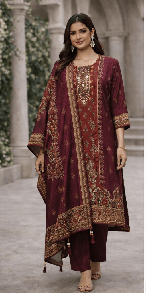 Regal Maroon Pakistani Suit Set