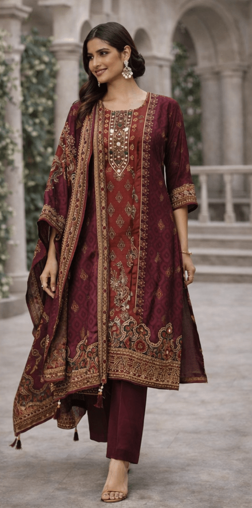 Regal Maroon Pakistani Suit Set