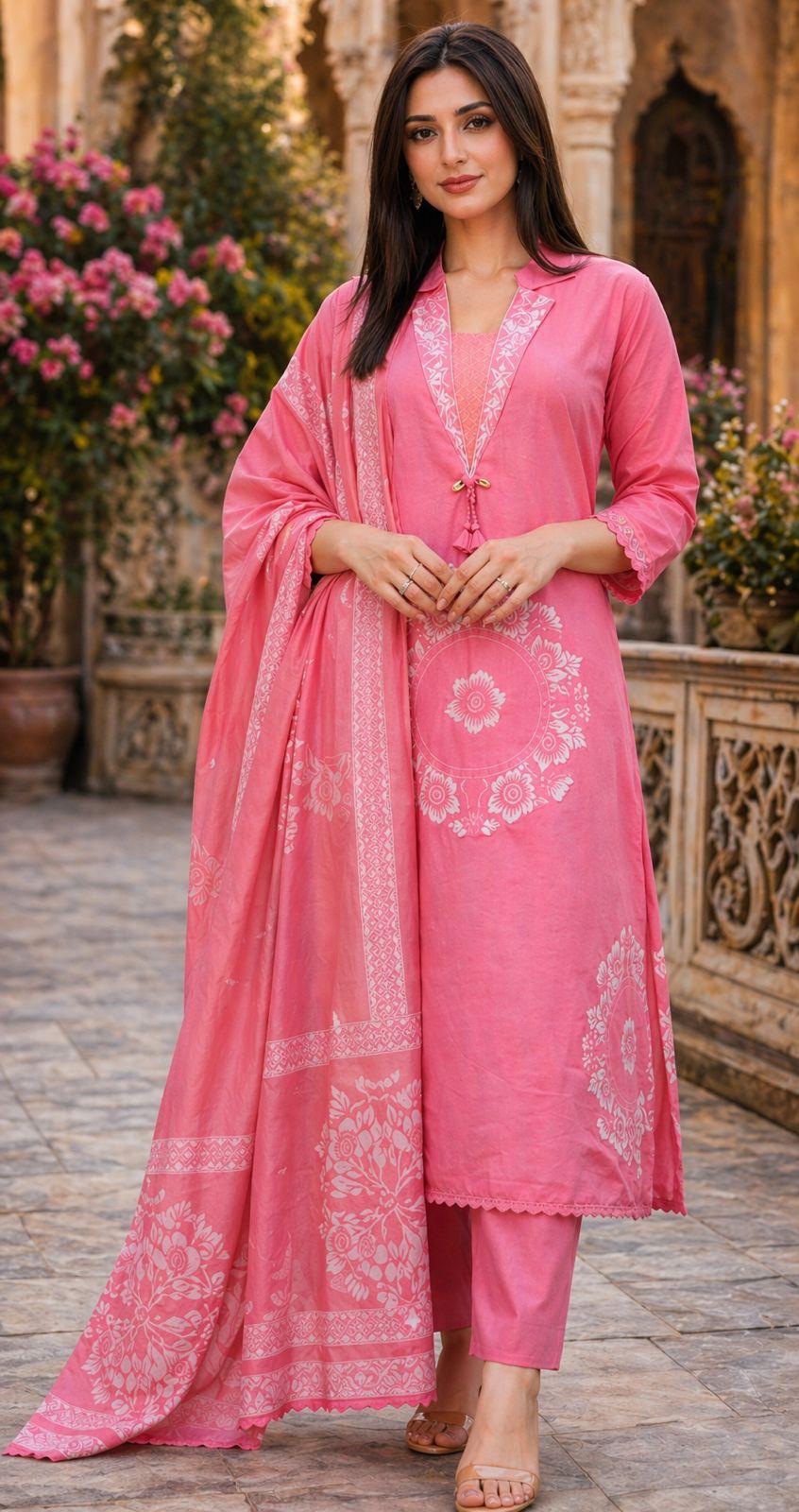 Charming pink cotton suit set