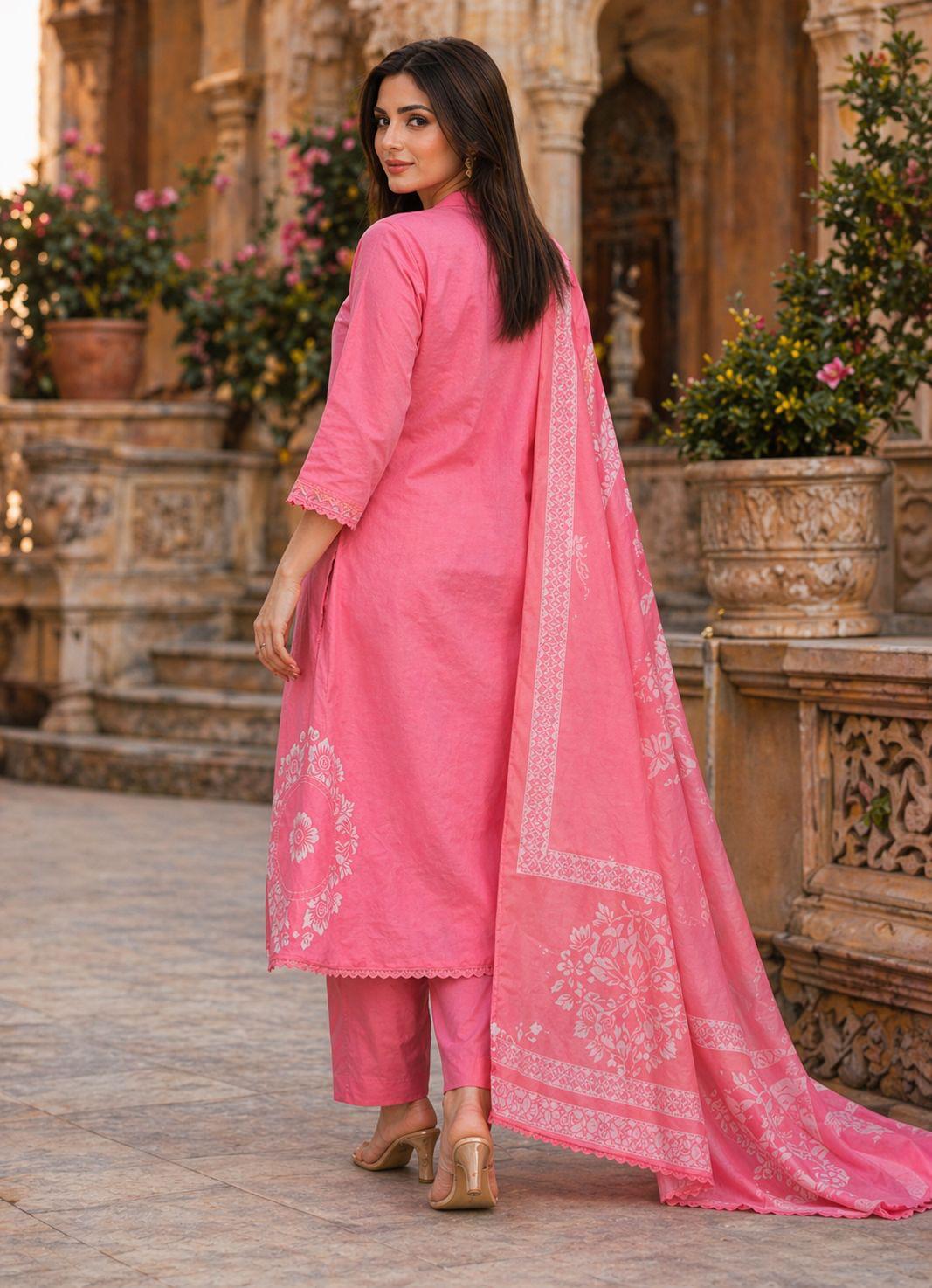 Charming pink cotton suit set