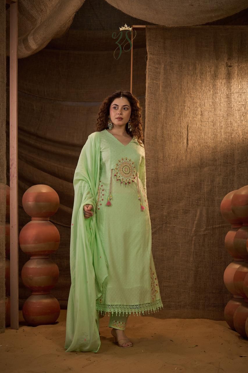 Pista Green Embroidered Kurta Set
