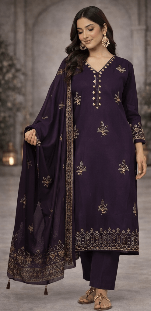Deep plum/purple three-piece suit