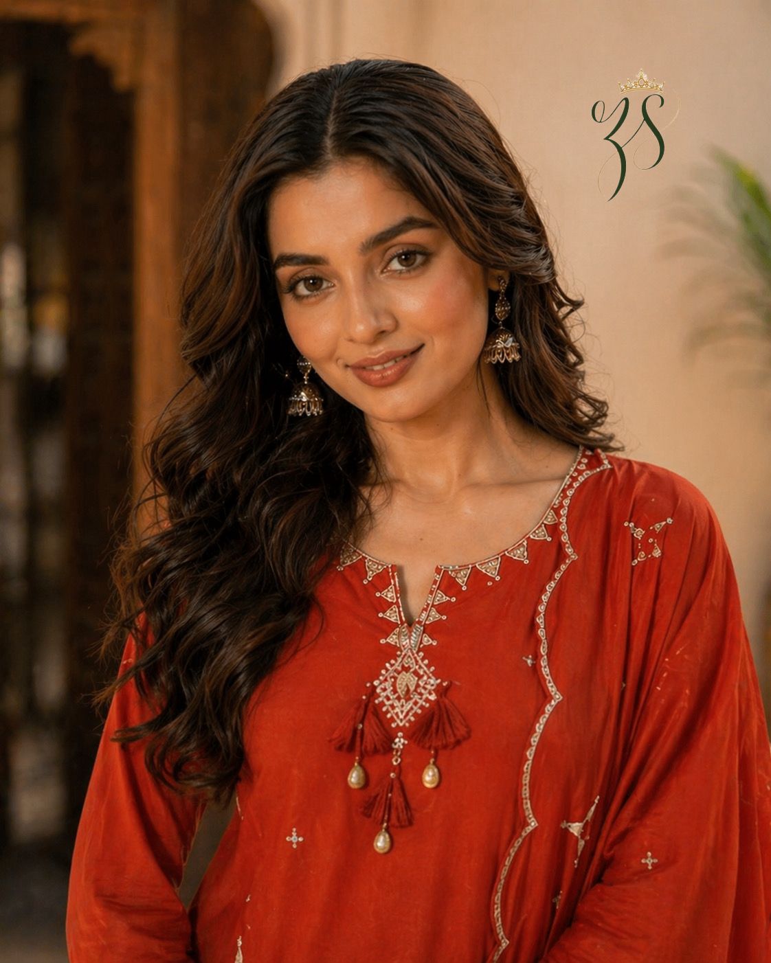 Rust Orange Cotton Kurta Set with Dupatta