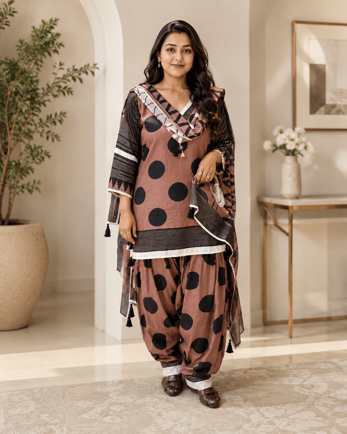 Mocha Brown Farsi Salwar Suit Set