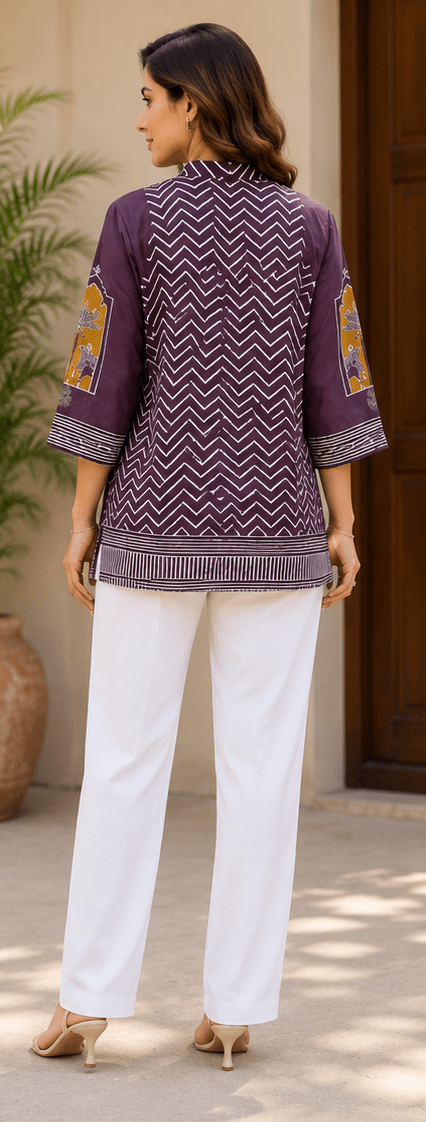 Purple Printed Crepe Shirt