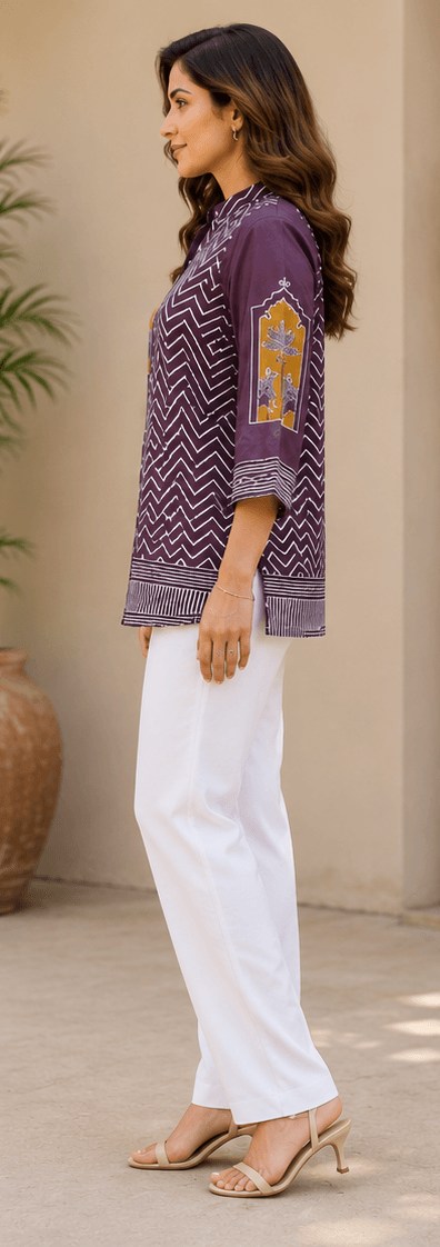 Purple Printed Crepe Shirt