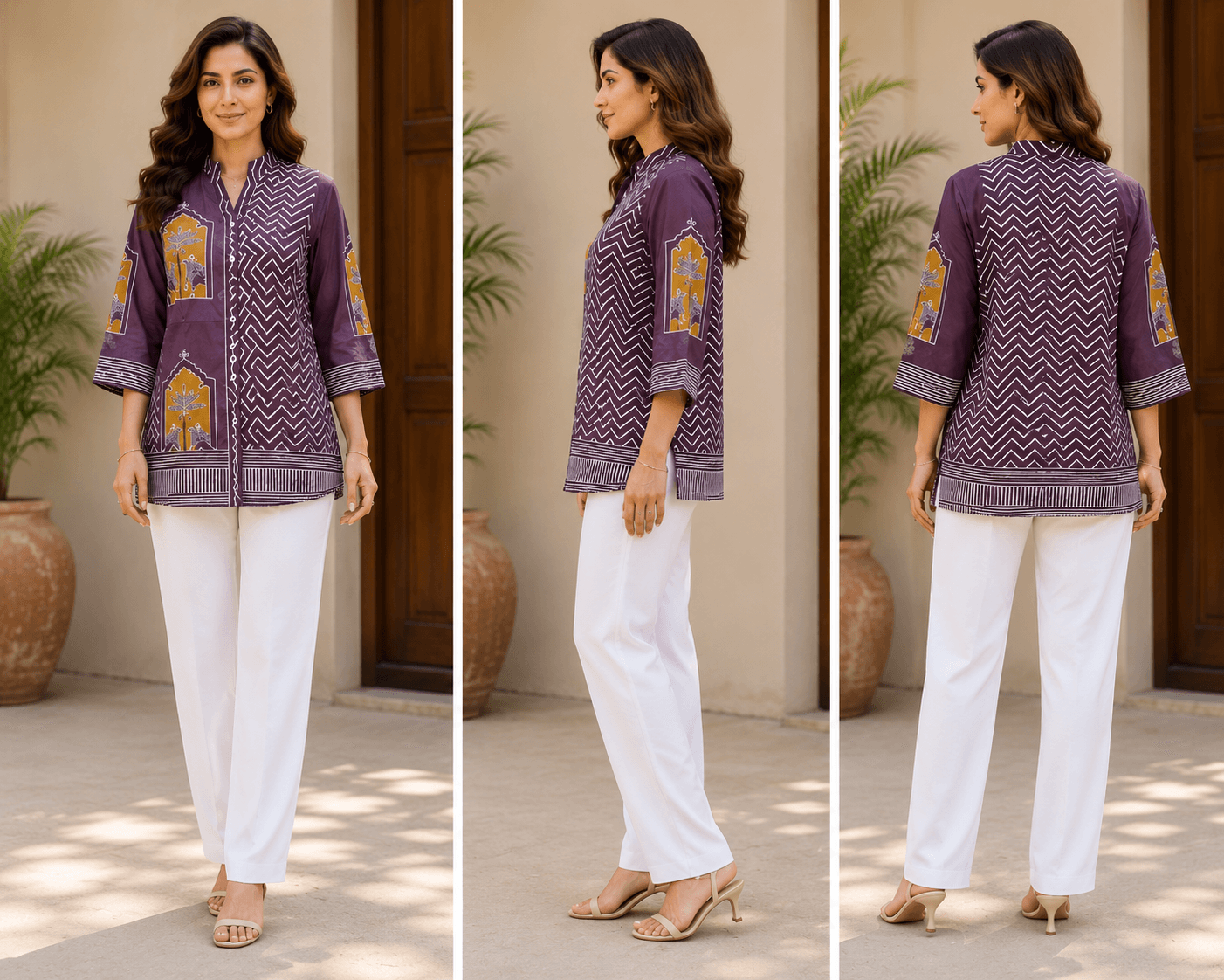 Purple Printed Crepe Shirt