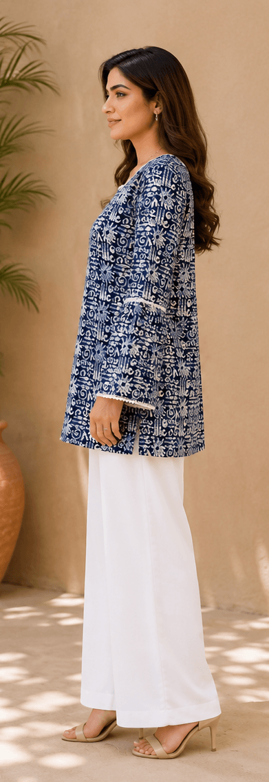 Indigo Blue Cotton Summer Kurta