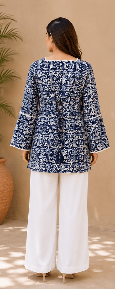 Indigo Blue Cotton Summer Kurta