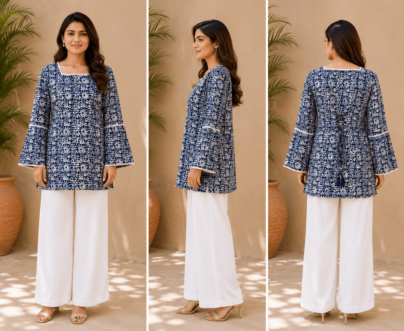Indigo Blue Cotton Summer Kurta