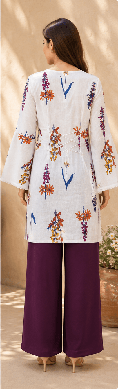 Cream Floral Cotton Kurta