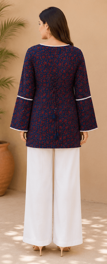 Purple Printed Cotton Kurta