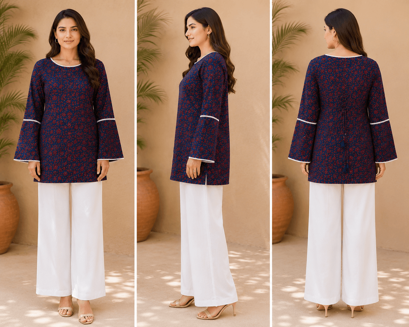 Purple Printed Cotton Kurta